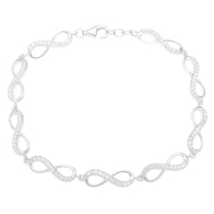 Sterling Silver Half Cubic Zirconia Infinity Bracelet, 7