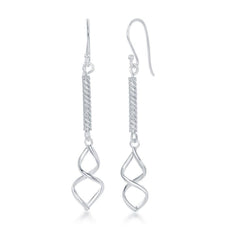 Sterling Silver Hammered Bar Dangle Earrings