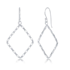 Sterling Silver Hammered Diamond-Shaped Earrings