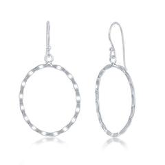 Sterling Silver Hammered Oval Earrings
