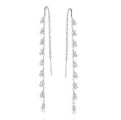 Sterling Silver Hanging Bezel Set CZ Earrings