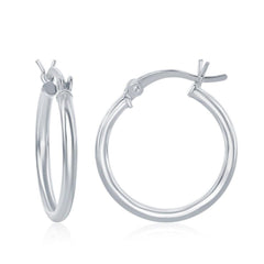 Sterling Silver High-Polished Hoop Earrings, 2 x 25 mm