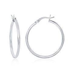 Sterling Silver High-Polished Hoop Earrings, 2 x 30 mm