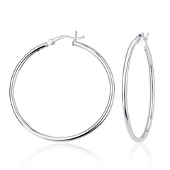 Sterling Silver High-Polished Hoop Earrings, 2 x 45 mm