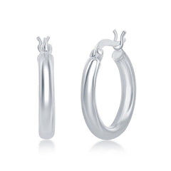 Sterling Silver High-Polished Hoop Earrings, 3 x 20 mm