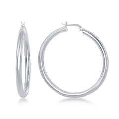 Sterling Silver High-Polished Hoop Earrings, 4 x 50 mm