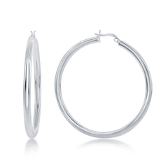Sterling Silver High-Polished Hoop Earrings, 4 x 60 mm