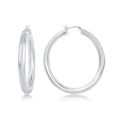 Sterling Silver High-Polished Hoop Earrings, 5 x 50 mm