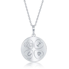 Sterling Silver I <3 U Mother and Daughter Double Disc Necklace