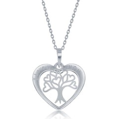 Sterling Silver I Love u Mom Heart With  Tree of Life Charm Necklace
