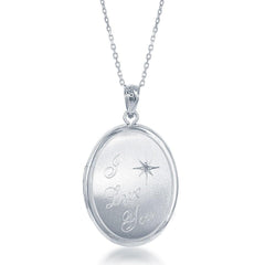 Sterling Silver I Love You with Star Oval Locket