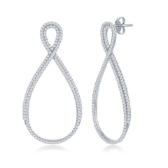Sterling Silver Infinity Design Micro Pave Earrings