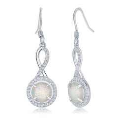 Sterling Silver Infinity Design Round CZ Earrings