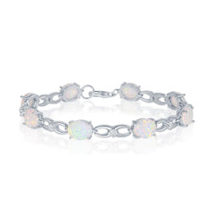Sterling Silver Infinity White Opal and CZ Bracelet, 7.25