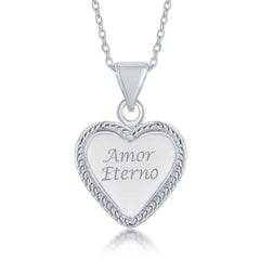 Sterling Silver Inscribed Heart Pendant