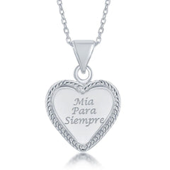 Sterling Silver Inscribed Rope Style Heart Pendant