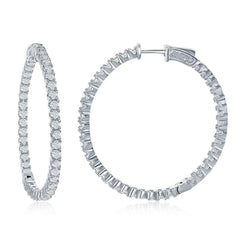 Sterling Silver Inside-Outside CZ Earrings, 3 x 45 mm