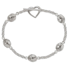 Sterling Silver Knot with Heart Toggle Bracelet, 7
