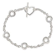 Sterling Silver Knot with Heart Toggle Bracelet