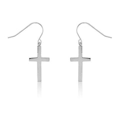 Sterling Silver Large Cross Earrings