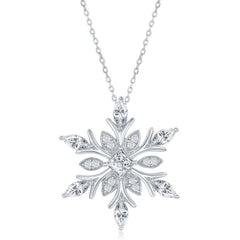 Sterling Silver Large CZ Snowflake Pendant