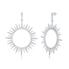 Sterling Silver Large CZ Sun Earrings