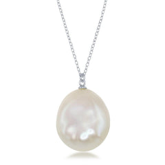 Sterling Silver Large Freshwater Baroque Pearl Necklace