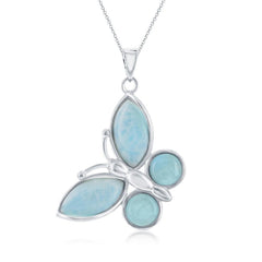 Sterling Silver Large Larimar Butterfly Pendant