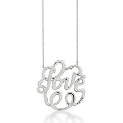 Sterling Silver Large Love Monogram Necklace
