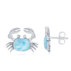 Sterling Silver Larimar Crab Earrings