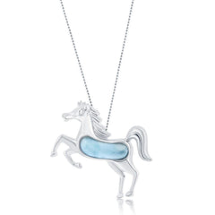 Sterling Silver Larimar Horse Pendant