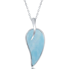 Sterling Silver Larimar Leaf Pendant