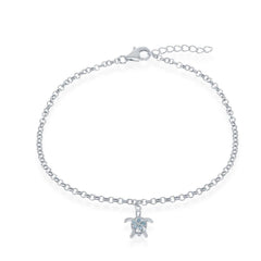 Sterling Silver Larimar Turtle Anklet