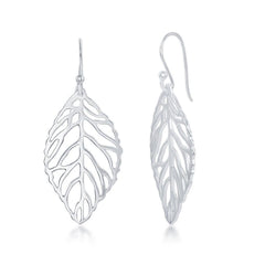 Sterling Silver Leaf Design Dangle Earrings