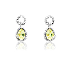 Sterling Silver Lemon Quartz Pear Gemstone Twisted Wire Earrings