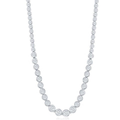 Sterling Silver Linked Circles CZ Tennis Chain, 16
