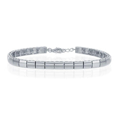 Sterling Silver Linked Flat Rectangle Bracelet, 7