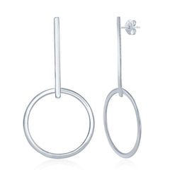 Sterling Silver Long Bar and Hoop Earrings