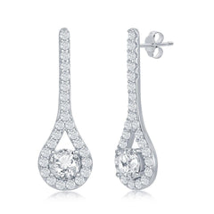 Sterling Silver Long Pear Shaped CZ Earrings