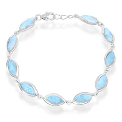 Sterling Silver Marquise Larimar Bracelet, 7.5