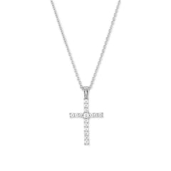 Sterling Silver Micro Pave Cross Pendant Necklace