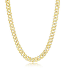 Sterling Silver Micro Pave CZ; 6.5mm Miami Cuban Bracelet - Gold Plated