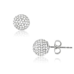 Sterling Silver Micro Pave CZ 9mm Stud Earrings