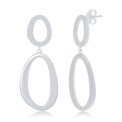 Sterling Silver Micro Pave Double Oval Earrings