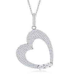 Sterling Silver Micro Pave Heart CZ Pendant Chain