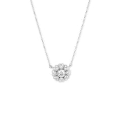 Sterling Silver Micro Pave Heart Flower Necklace