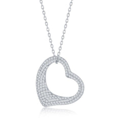 Sterling Silver Micro Pave Heart Necklace