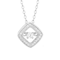 Sterling Silver Micro Pave Square Pendant Chain