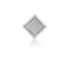 Sterling Silver Micro Pave Wavy Square Pendant (121 stones)