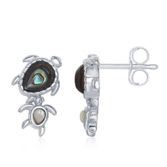 Sterling Silver MOP Baby Turtle Stud Earrings